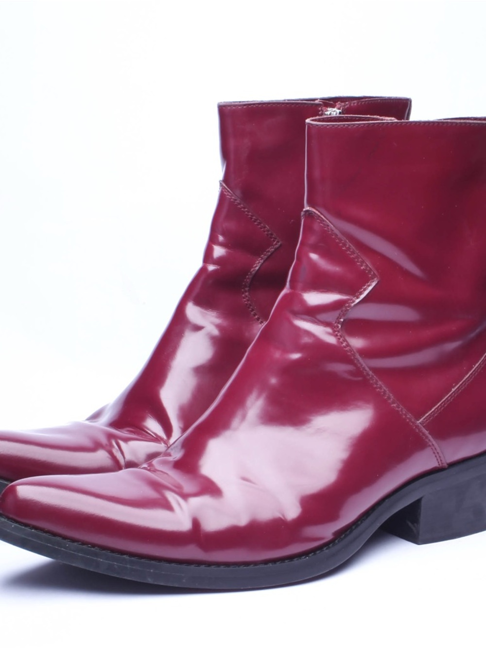 Raf Simons Calvin Klein Alden Side Zip Boots  Wine Merlot Leather Men 9.5